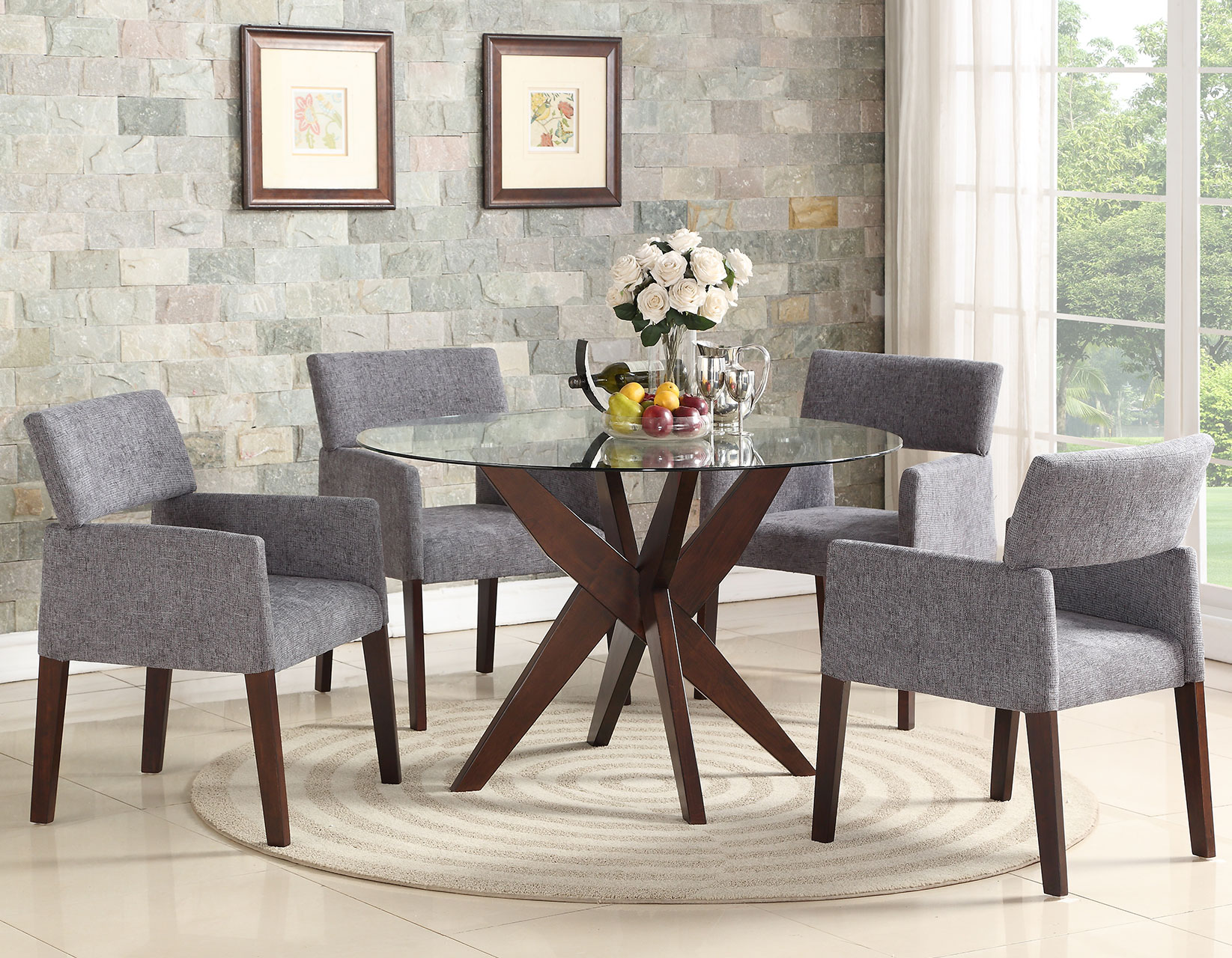 Amalie 5pc Dining Set - Grey Chairs